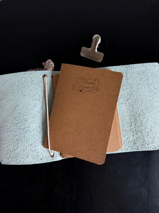 Baby Blue Leather Journal Perforated Swan Design | A6