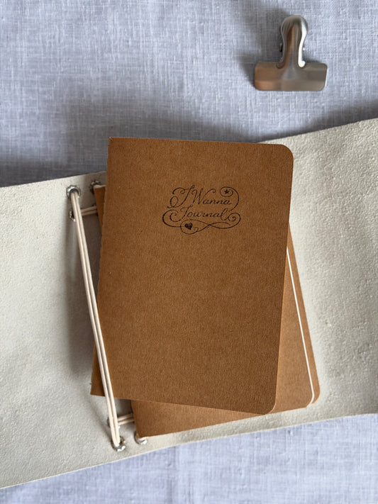 Natural Cowhide Leather Journal Stone Star Charm | A6