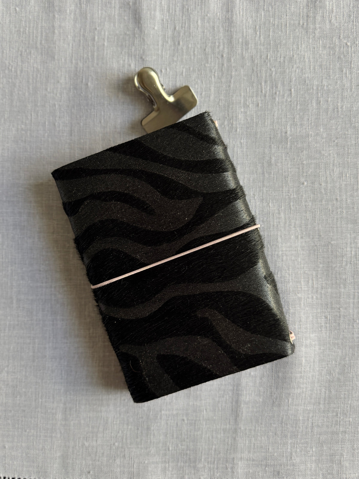 Black Embossed Fur Journal Pink Stone | A6