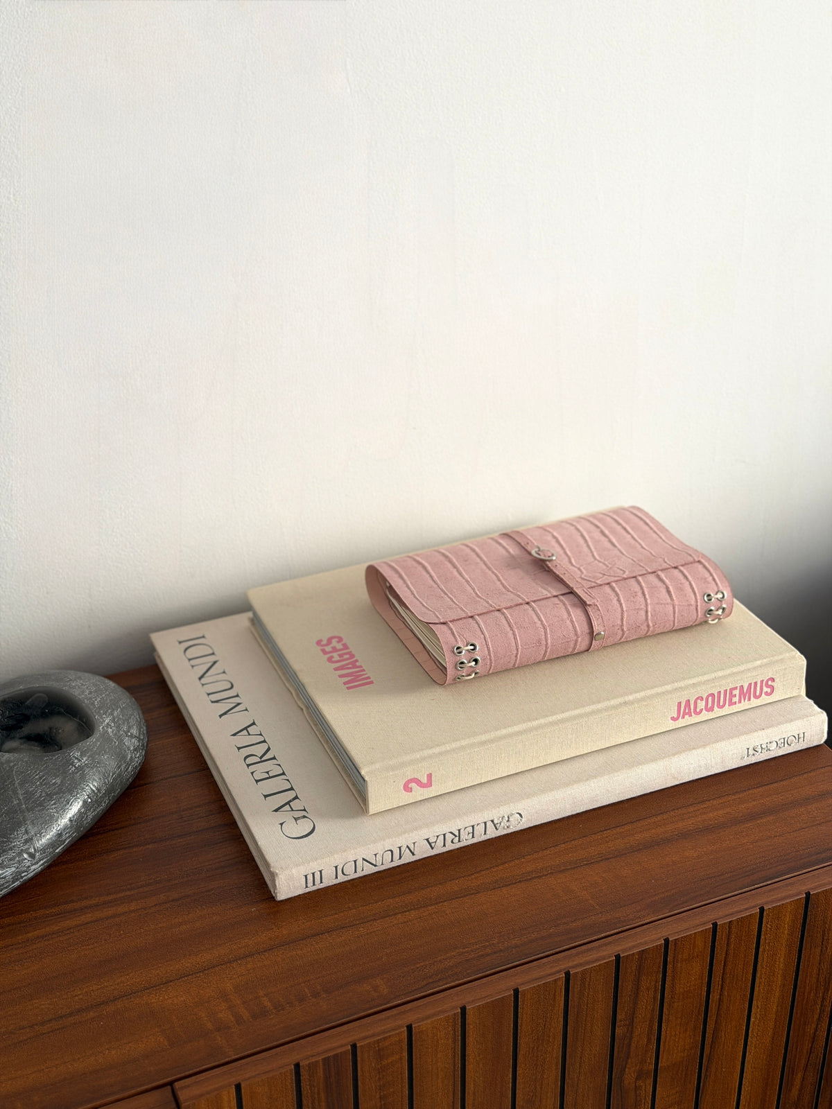Dusty Pink Suede Leather Journal Buckle Strap | A5