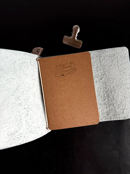 Baby Blue Leather Journal Perforated Swan Design | A6