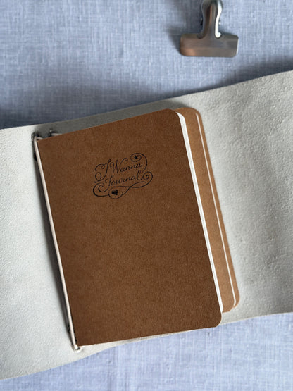 Natural Cowhide Leather Journal Stone Star Charm | A6