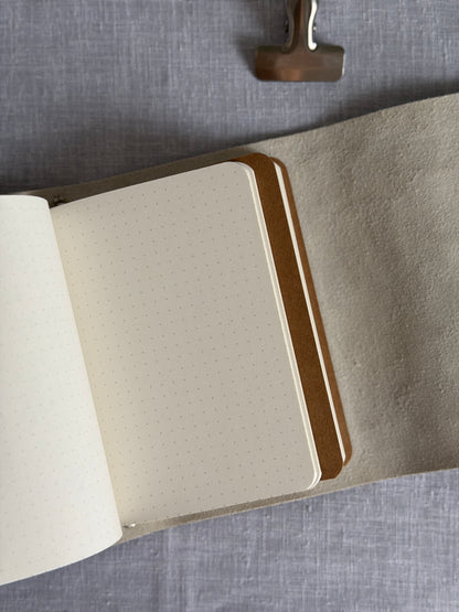 Natural Cowhide Leather Journal Stone Star Charm | A6