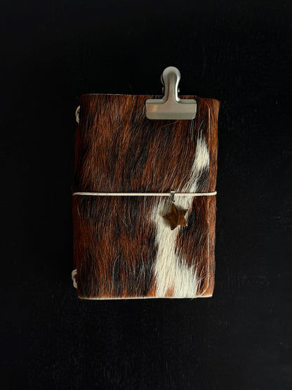 Natural Cowhide Leather Journal Stone Star Charm | A6