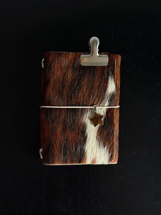 Natural Cowhide Leather Journal Stone Star Charm | A6