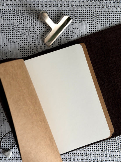 Brown Croc Leather Journal with Angel Wing Charm | A5