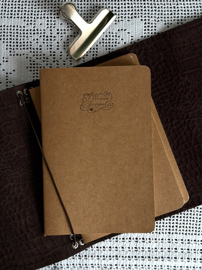Brown Croc Leather Journal with Angel Wing Charm | A5