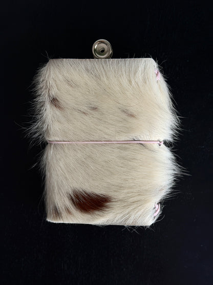 White Cowhide Leather Journal with Heart Charm | A6