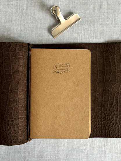 Black Croc Leather Journal with Buckle Closure | A5