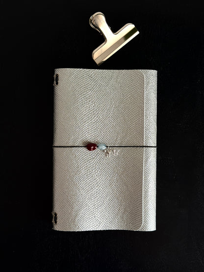 Silver Embossed Leather Journal Leopard Charm | A5