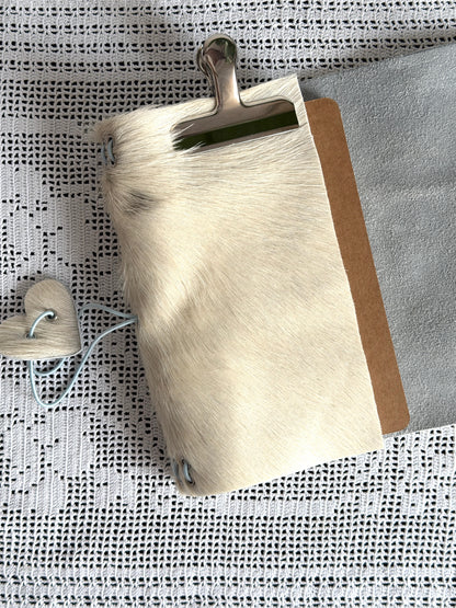 White Cowhide Leather Journal Heart Closure | A5