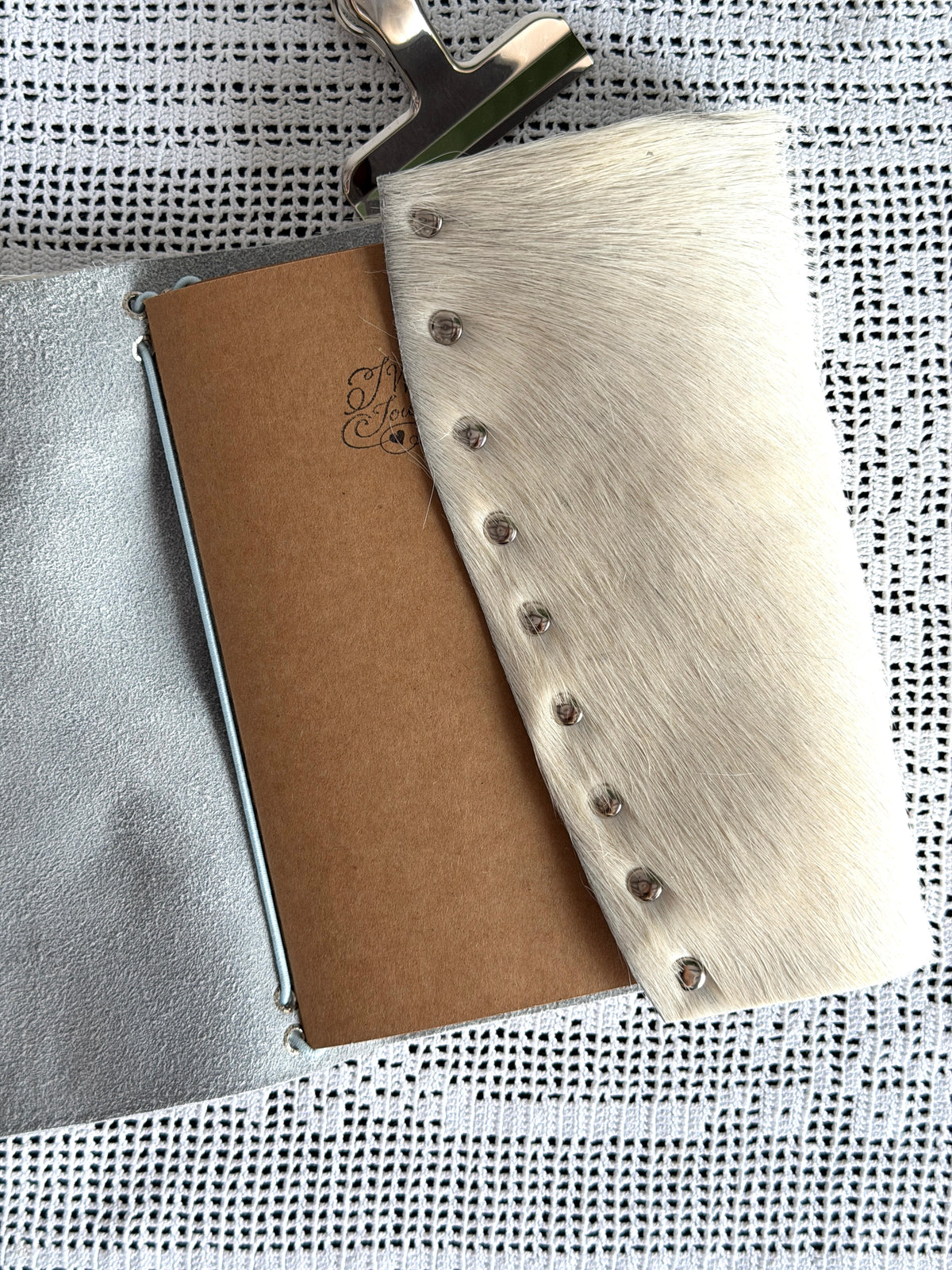White Cowhide Leather Journal Heart Closure | A5