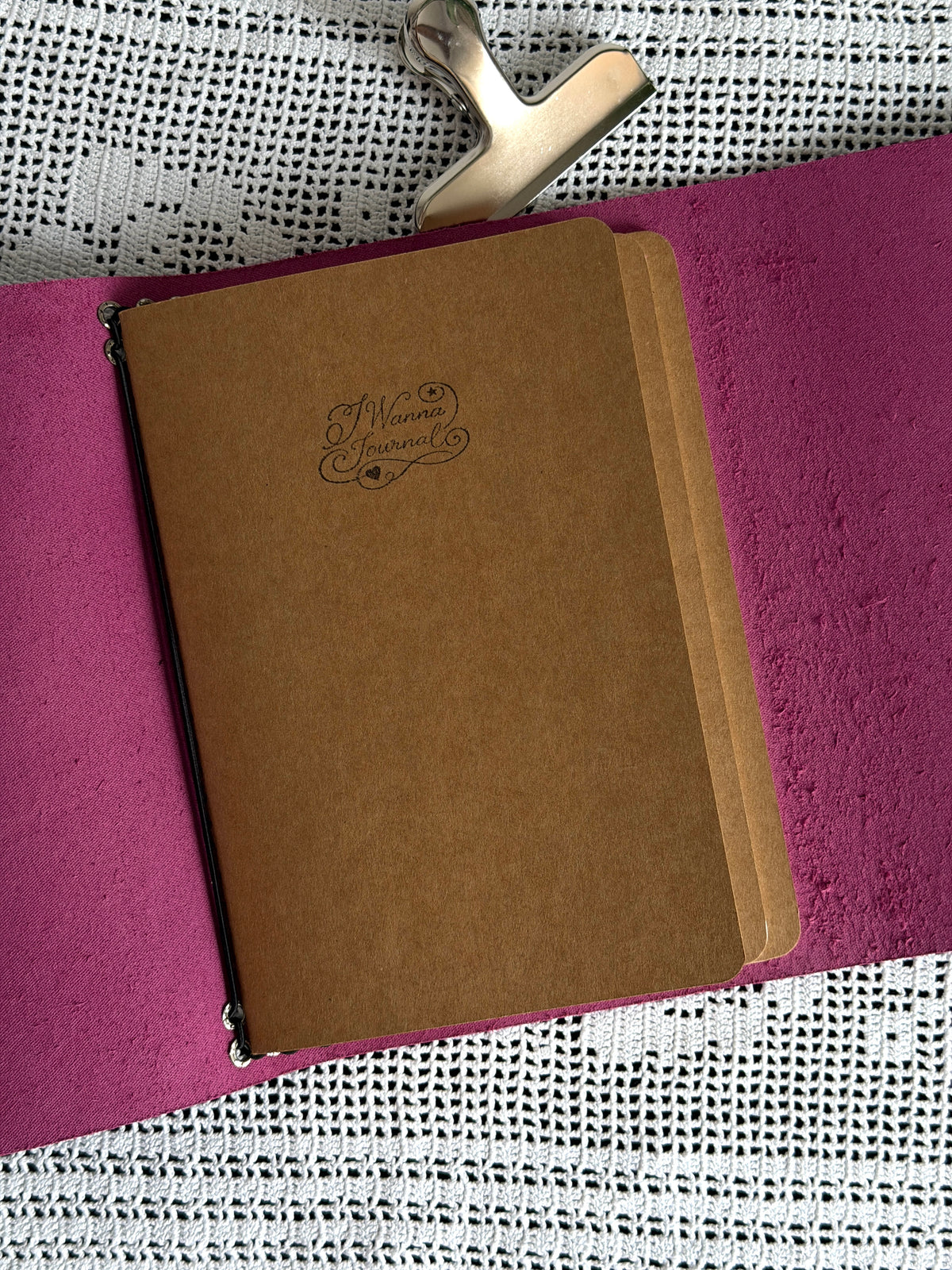 Burgundy Leather Journal with Leopard Charm | A5