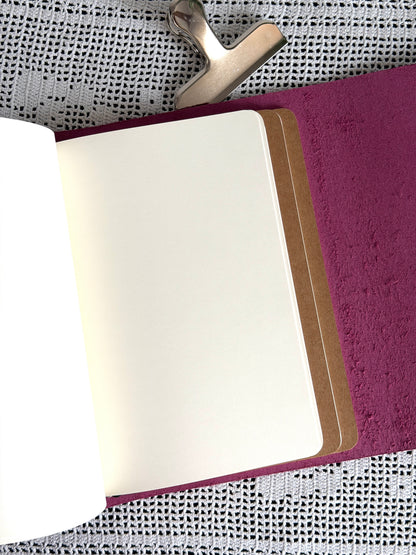 Burgundy Leather Journal with Leopard Charm | A5