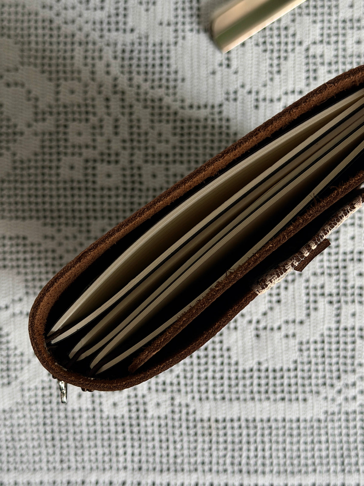 Brown Leather Journal with Lace Detail | A5
