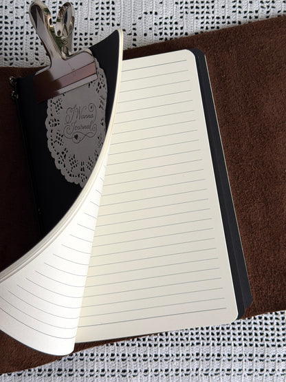 Brown Leather Journal with Lace Detail | A5