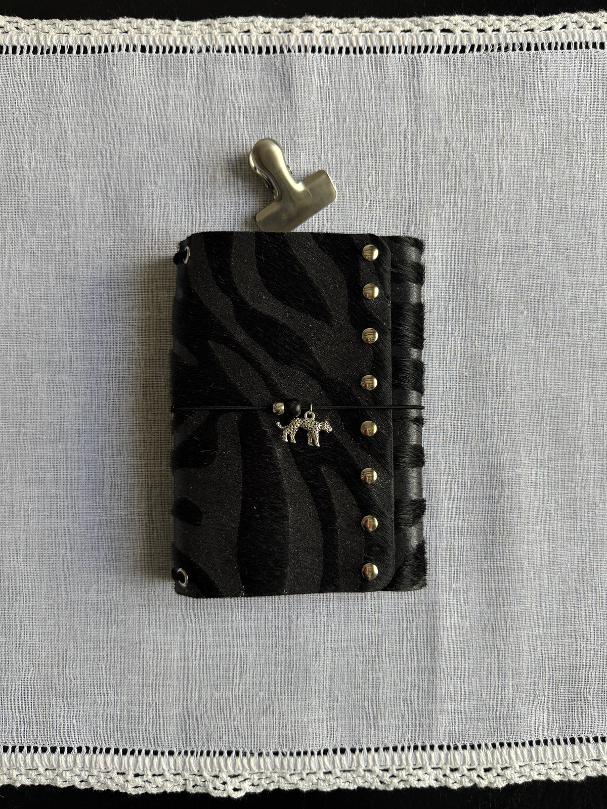 Black Fur Journal Leopard Charm | A6