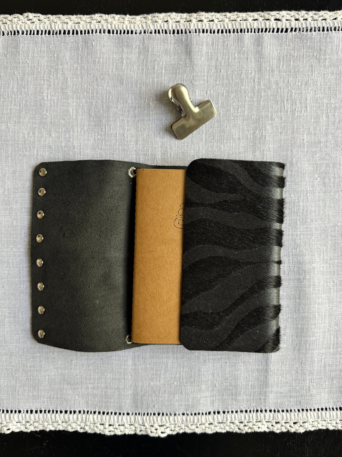 Black Fur Journal Leopard Charm | A6