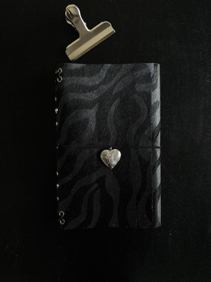 Black Heart Charm Fur Journal | A5