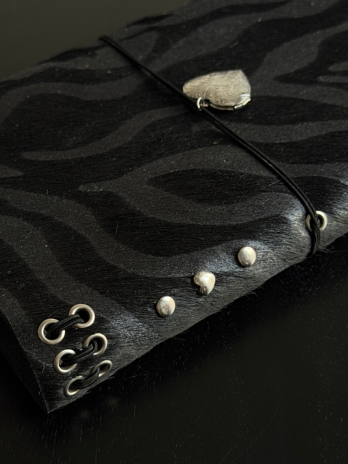 Black Heart Charm Fur Journal | A5