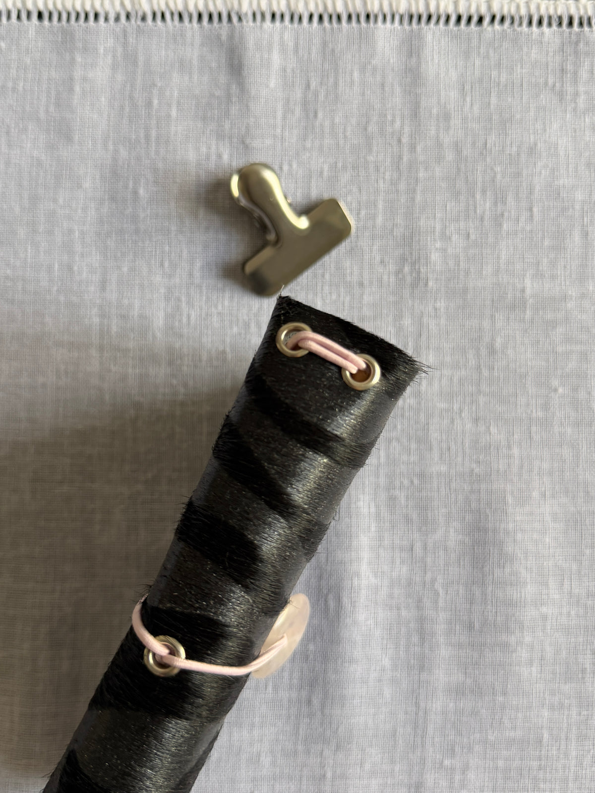 Black Embossed Fur Journal Pink Stone | A6