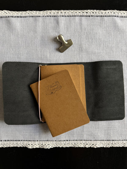 Black Embossed Fur Journal Pink Stone | A6