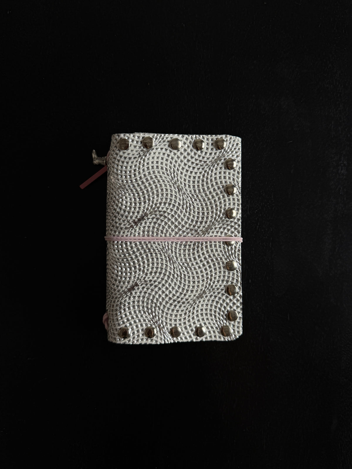 Silver Embossed Leather Journal with Studs | A6