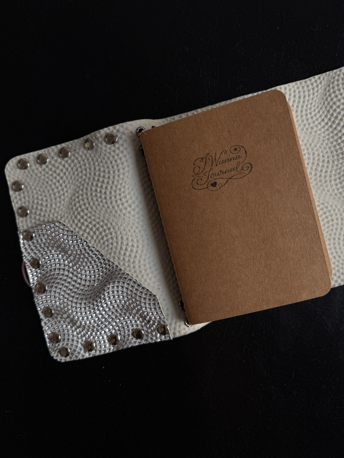 Silver Embossed Leather Journal with Studs | A6