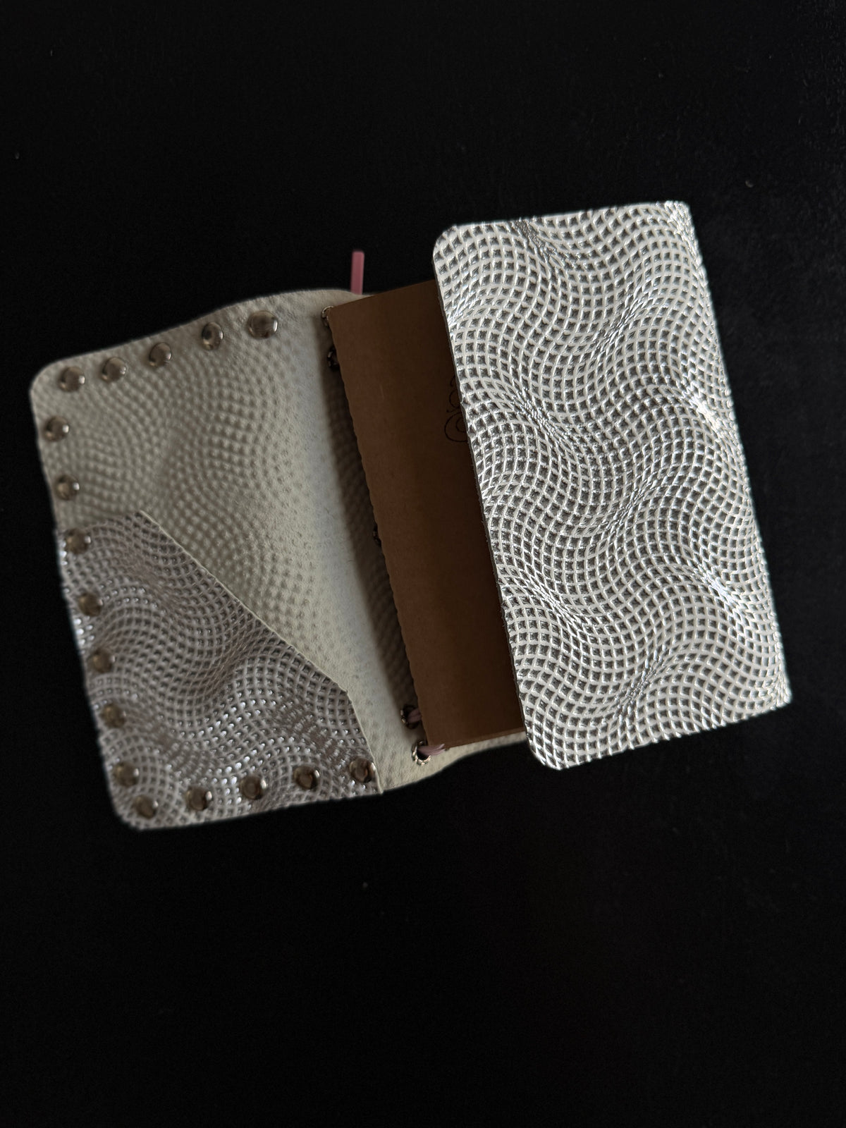 Silver Embossed Leather Journal with Studs | A6