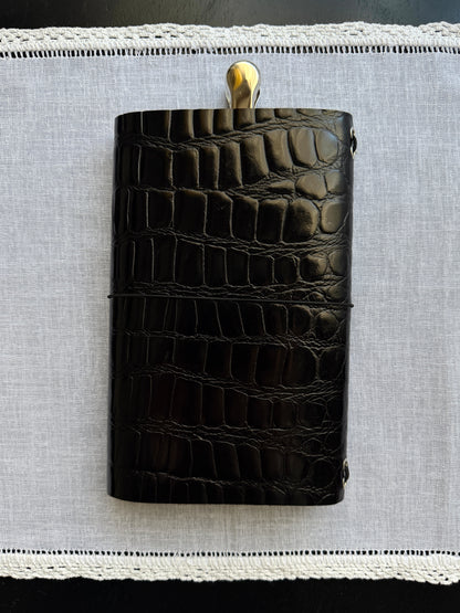 Black Croc Embossed Journal Beaded Detail | A5
