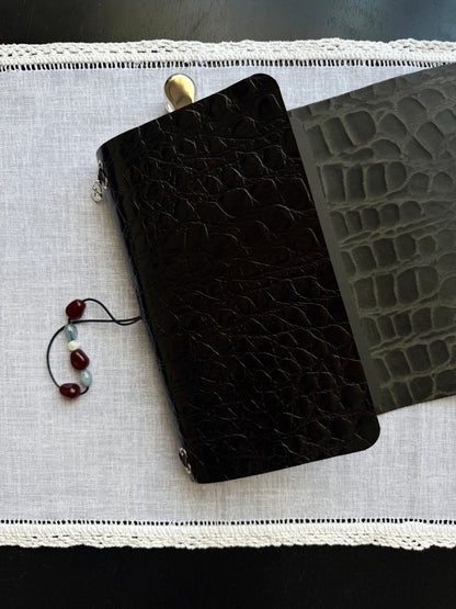 Black Croc Embossed Journal Beaded Detail | A5