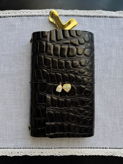 Croc Embossed Heart Charm Journal | A5