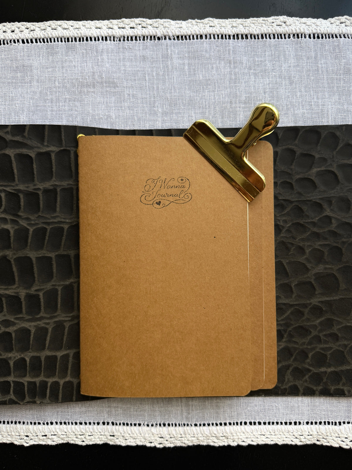 Croc Embossed Heart Charm Journal | A5