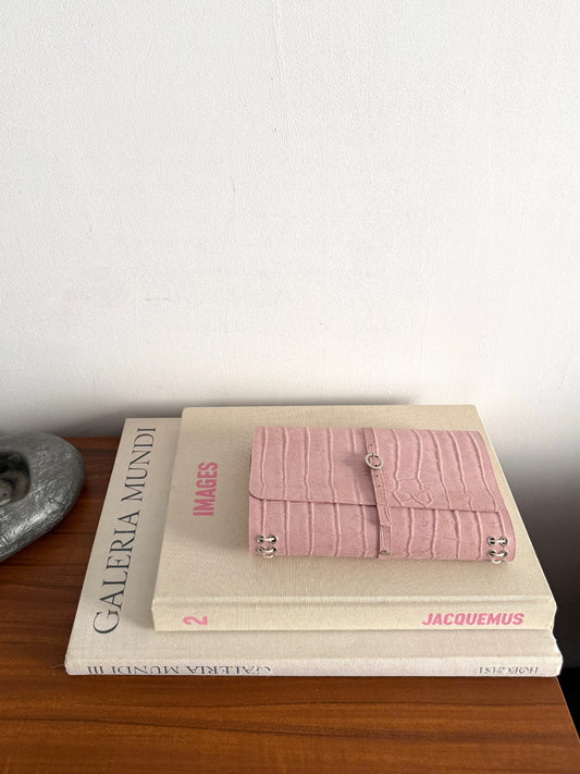 Dusty Pink Suede Leather Journal Buckle Strap | A5